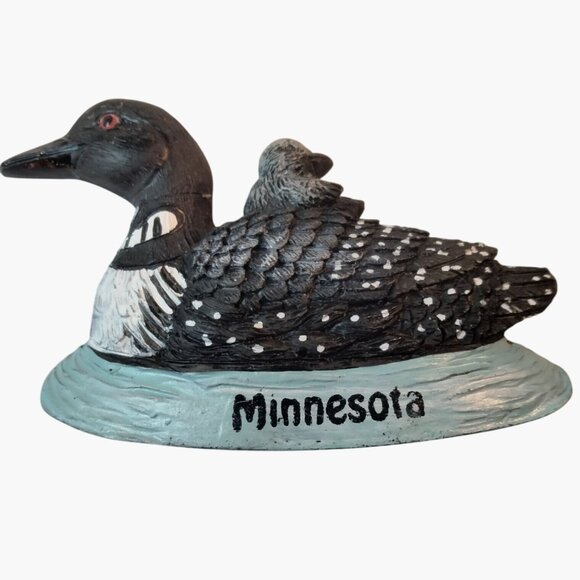 Minnesota Loon Mother Baby Loonlet Magnet Figurine Mothers Day Cabin Cottage - Picture 1 of 3